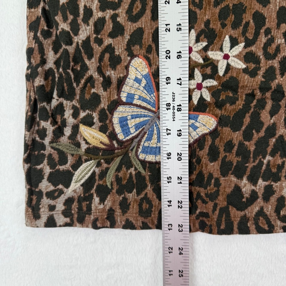 Los Angeles Leopard Print‎ Butterfly Embroidered T-Shirt - Size S - Picture 3 of 7